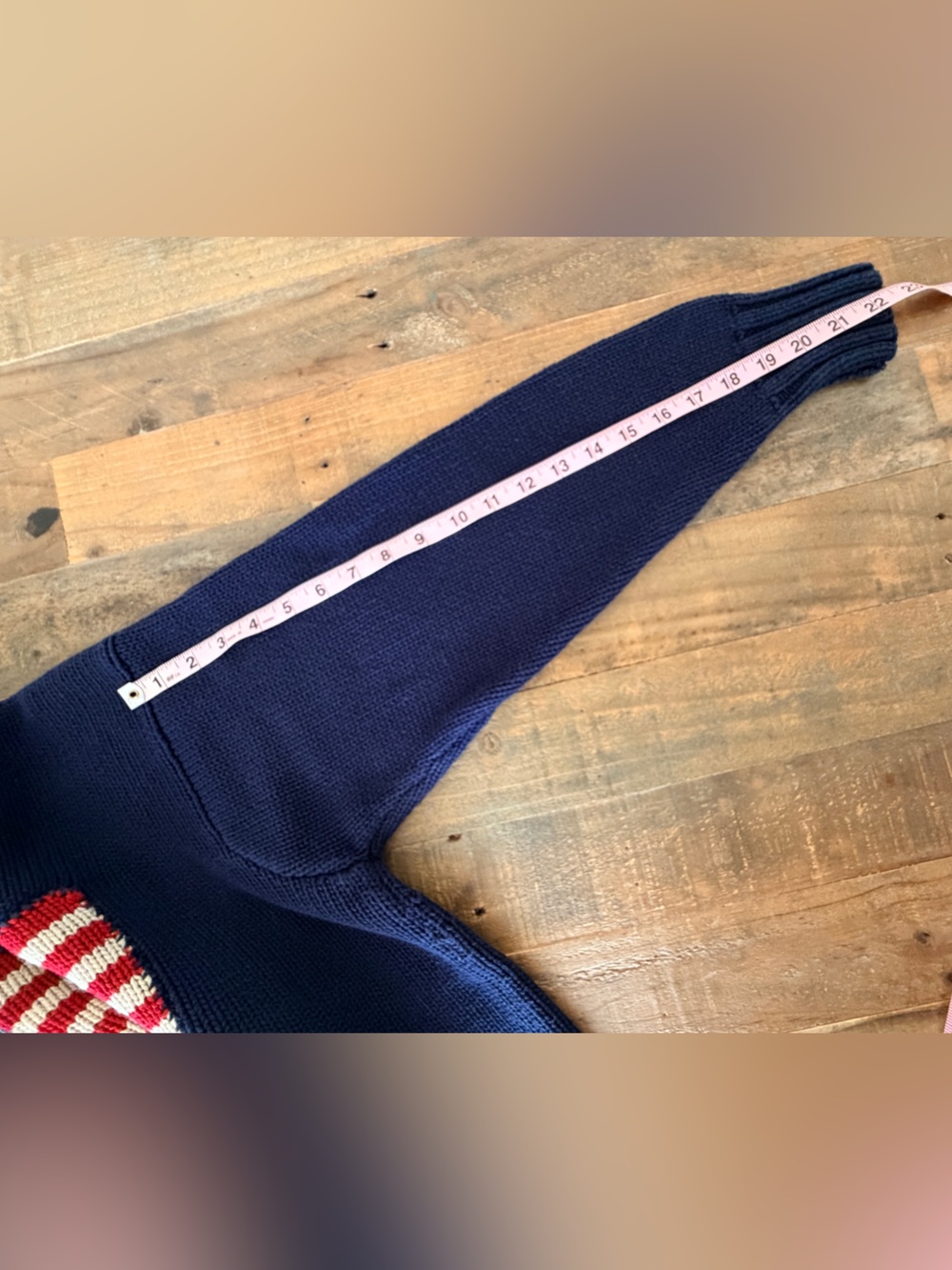 Vintage 90s Ralph Lauren American Flag Sweater Navy Blue Large Cotton USA Preppy - Picture 7 of 7